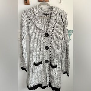 Cozy Black and White Knit Sweater with hood